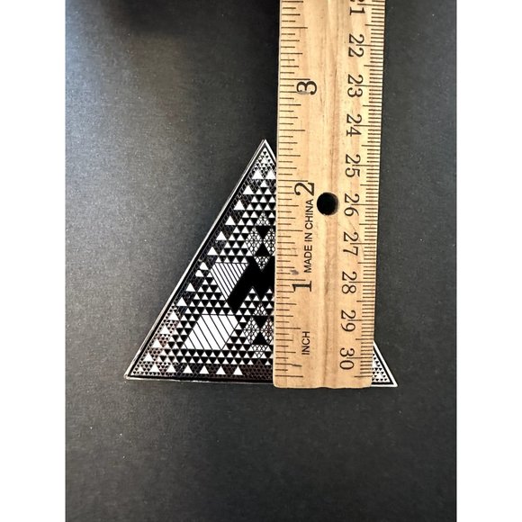 Judy Chicago 1987 triangle Holocaust Project brooch pin signed black white ename - Picture 5 of 16